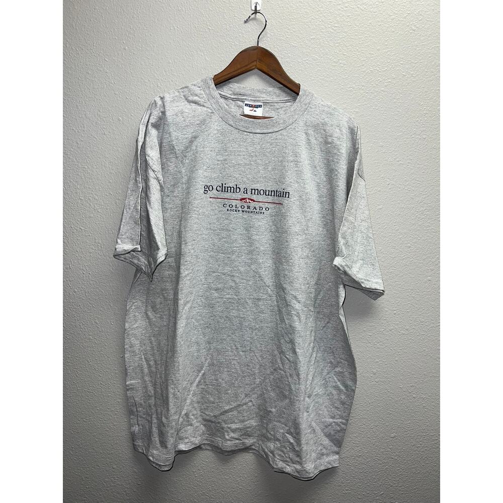 Vintage Rocky Mountains Shirt Go Climb A Mountain Colorado Gray Tee VTG 90s XL